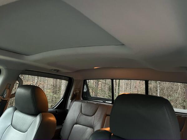 After: A truck interior with a flawless recovered headliner