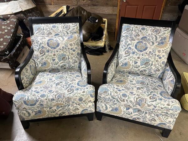 After: Two lovely reupholstered antique chairs