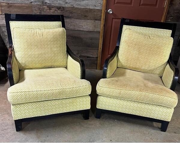Before: Two aging, stained antique chairs