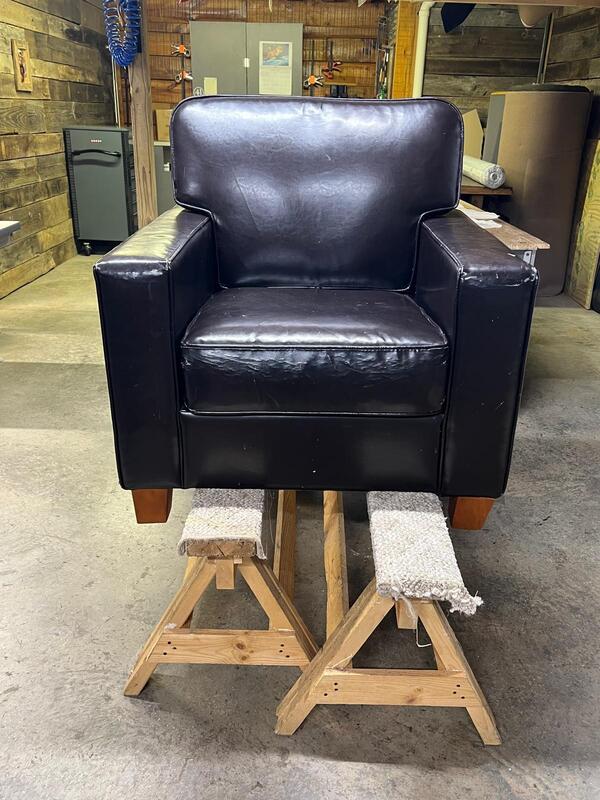 Before: An aging leather armchair
