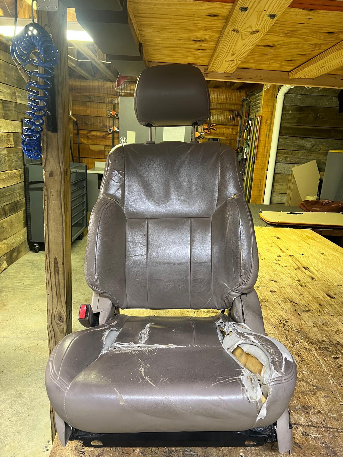 Before: Ripped up bucket seat from a Toyota 4runner.