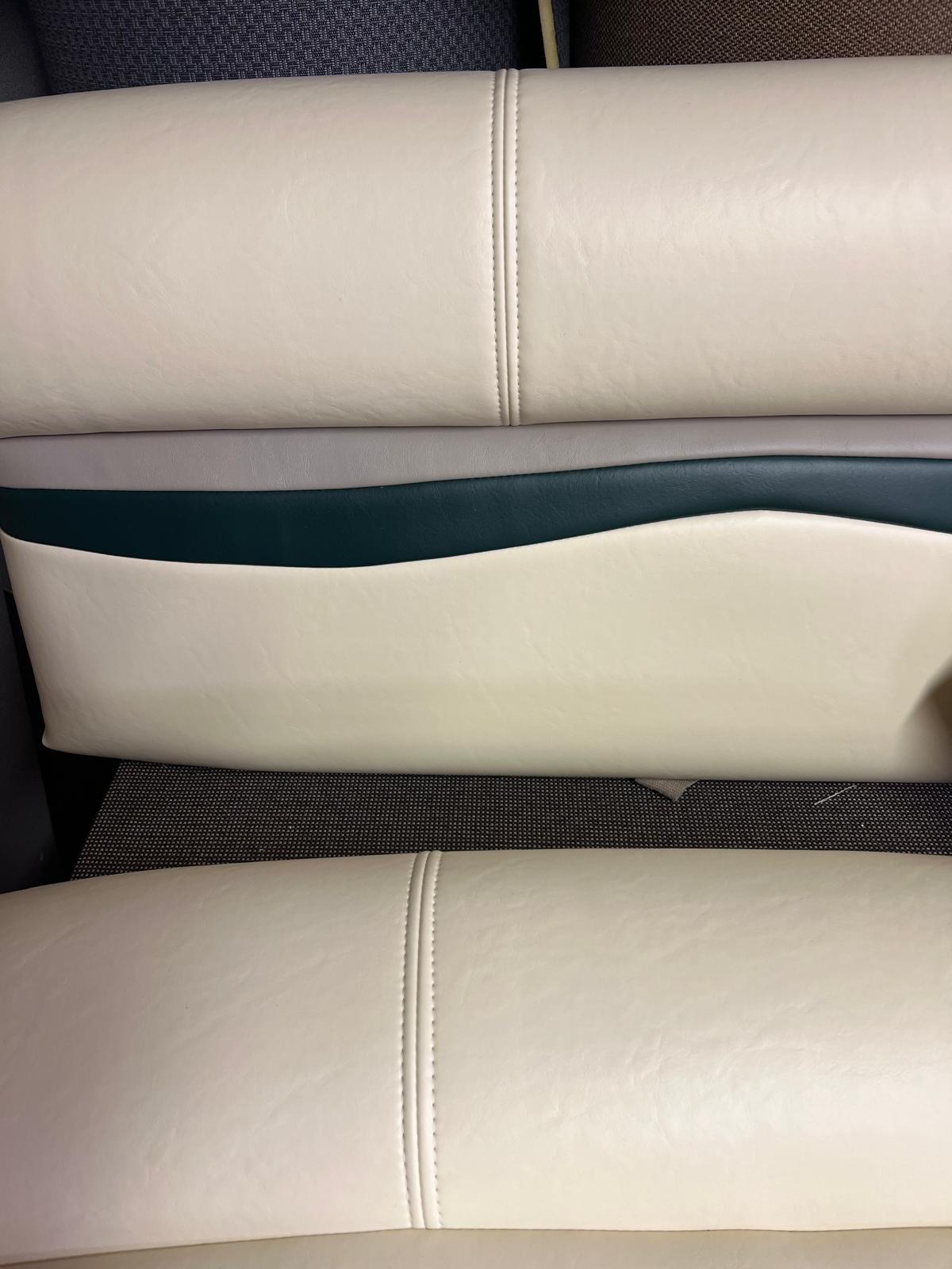 After: Closeup of new boat seats and pads.